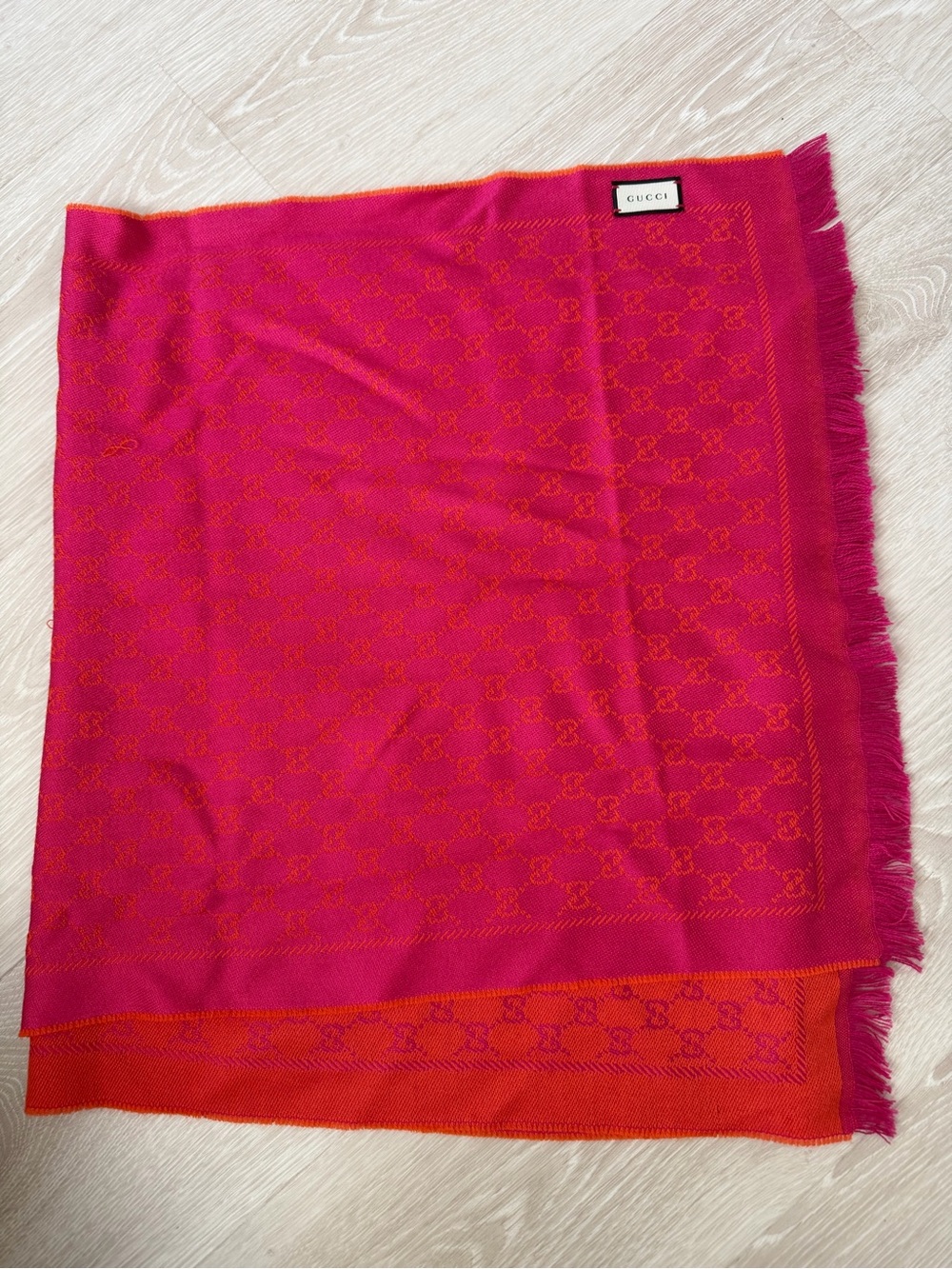 Gucci Pink and Orange GG Jacquard Swim Sarong